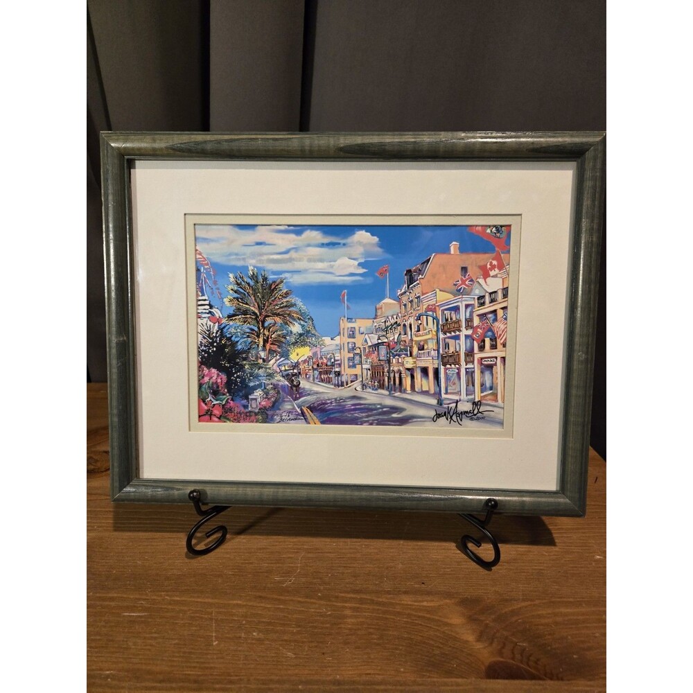 Joan Aspinall Signed Art, Front Street Hamilton Bermuda, Framed & Matted